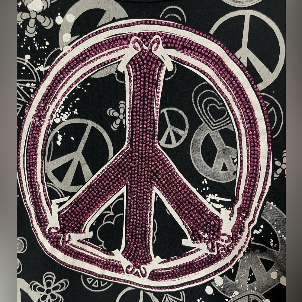 Cato Girl's Short Sleeve Peace Sign Top - Picture 4 of 8